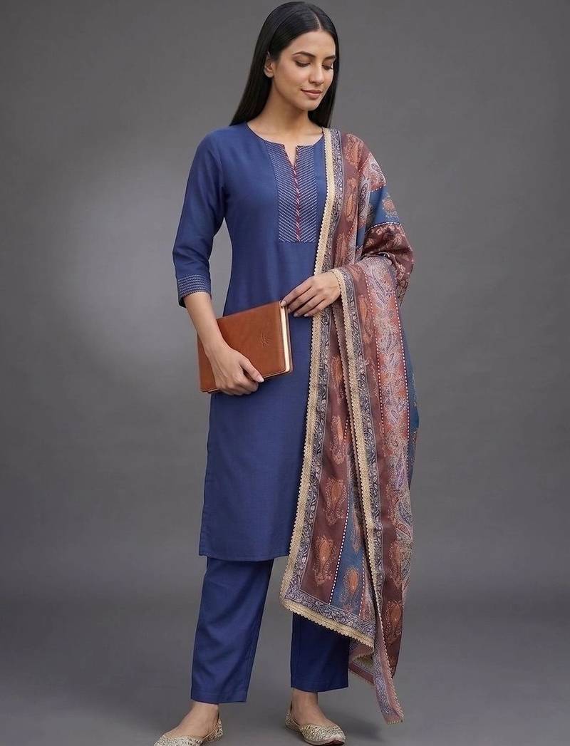 smart women kurta with trousers with dupatta