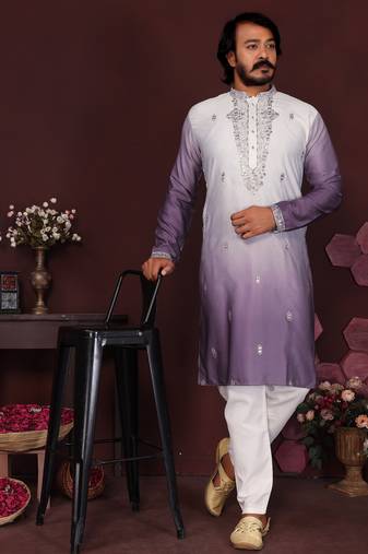 Multi premium cotton silk embroidery sequence work premium designer kurta pajama