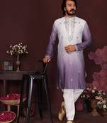 Multi premium cotton silk embroidery sequence work premium designer kurta pajama