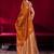 rust ethnic motifs woven design zari pure linen banarasi saree with blouse piece