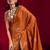 rust ethnic motifs woven design zari pure linen banarasi saree with blouse piece