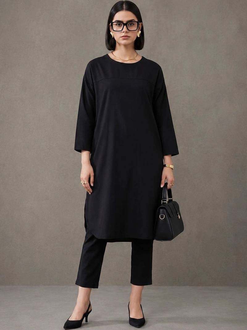 everyday workwear solid cotton kurta sets