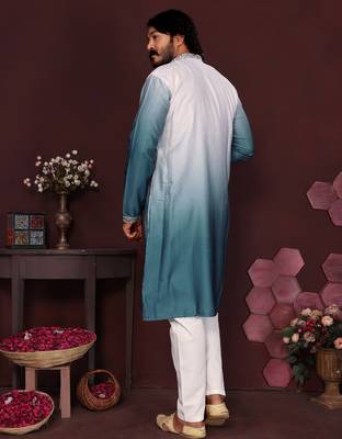 Lavender premium smart silk embroidery sequence work premium designer only kurta 4