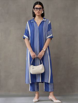 women striped regular kurta with trousers 1