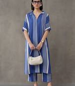 women striped regular kurta with trousers