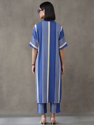 women striped regular kurta with trousers 5
