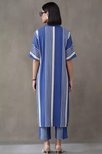 women striped regular kurta with trousers