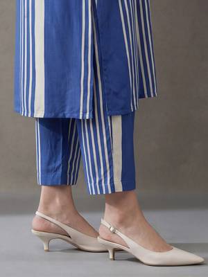 women striped regular kurta with trousers 6