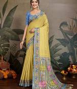 yellow ethnic motifs saree