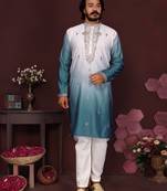 Lavender premium smart silk embroidery sequence work premium designer kurta pajama