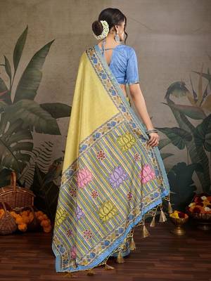 yellow ethnic motifs saree 3