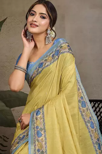 yellow ethnic motifs saree
