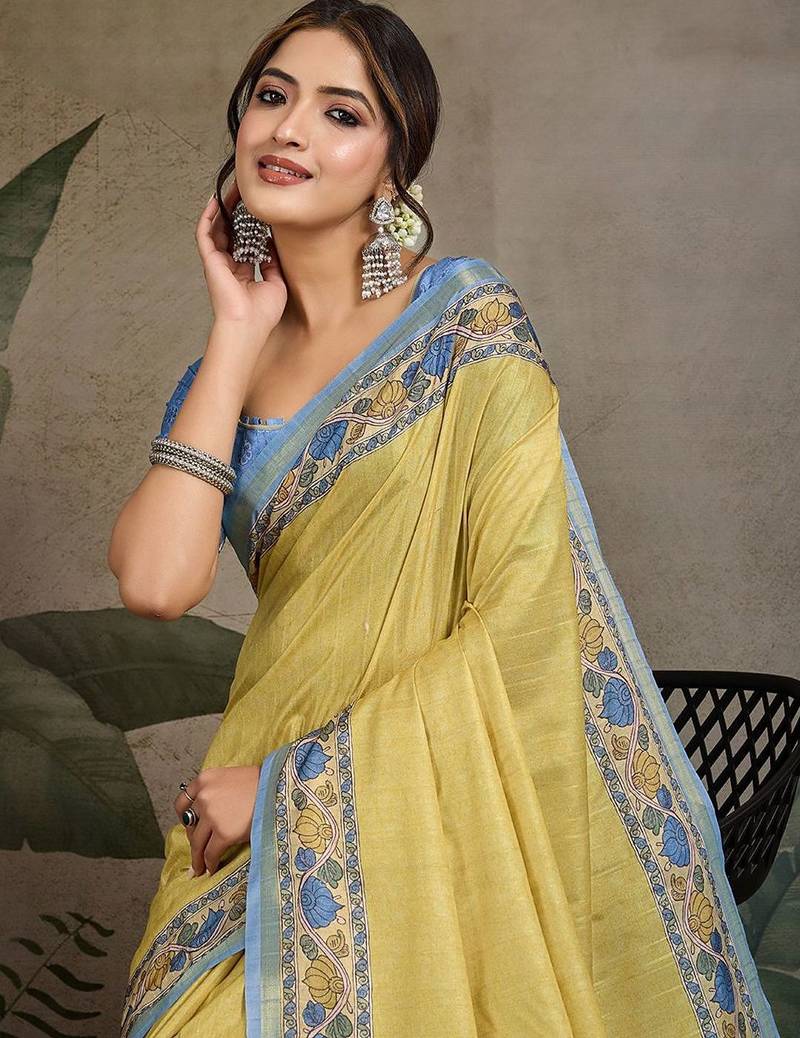 yellow ethnic motifs saree