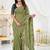 olive floral embroidered poly georgette heavy work saree