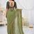 olive floral embroidered poly georgette heavy work saree