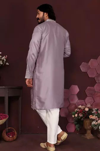 Light blue premium smart silk embroidery sequence work premium designer only kurta