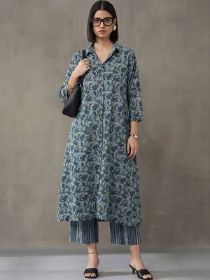 tailored printed a-line kurta sets 1