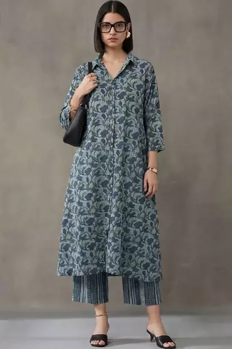 tailored printed a-line kurta sets