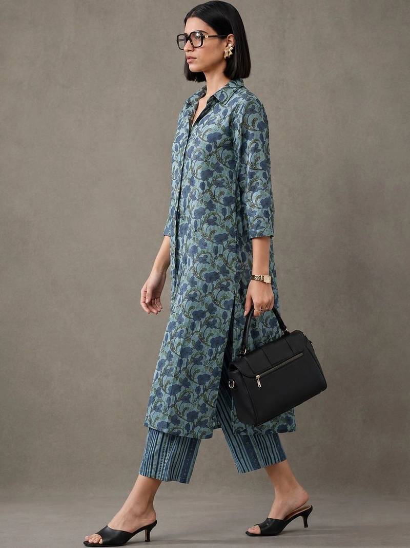 tailored printed a-line kurta sets
