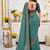 teal floral embroidered poly georgette heavy work saree