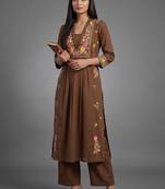tailored women embroidered kurta with palazzos