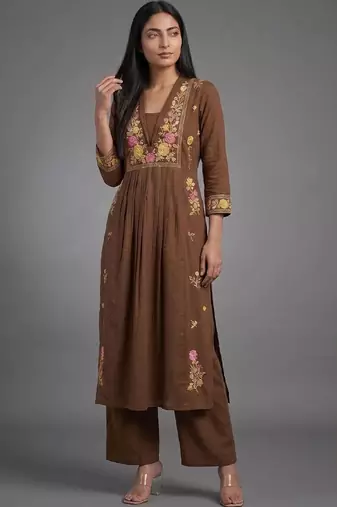 tailored women embroidered kurta with palazzos