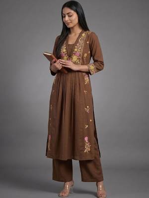 tailored women embroidered kurta with palazzos 6