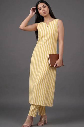 workwear women striped kurta with trousers