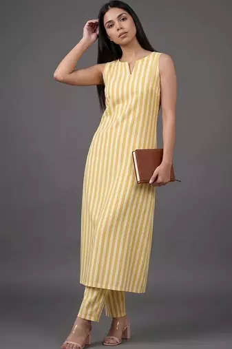 workwear women striped kurta with trousers