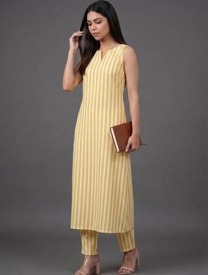 workwear women striped kurta with trousers 2