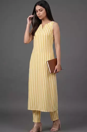 workwear women striped kurta with trousers