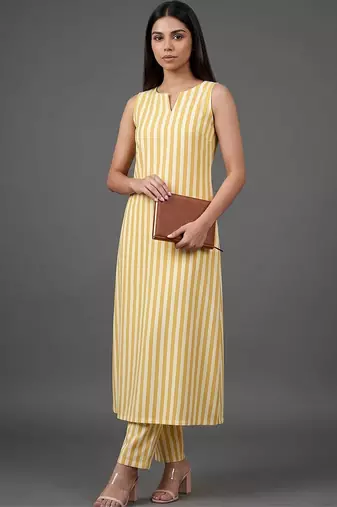 workwear women striped kurta with trousers