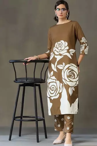 everyday workwear women printed kurta with trousers