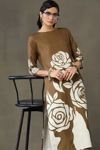 everyday workwear women printed kurta with trousers