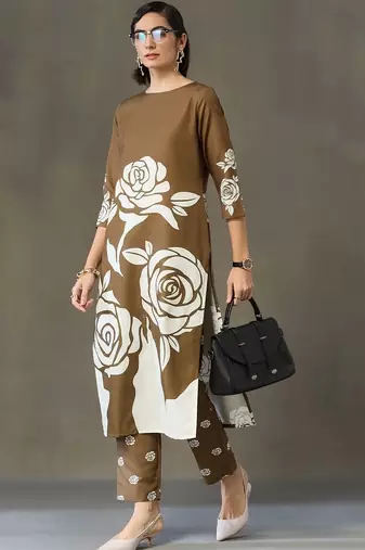 everyday workwear women printed kurta with trousers