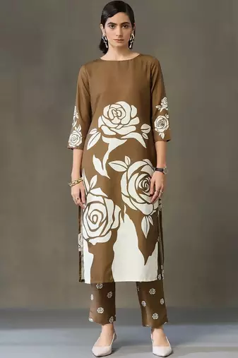 everyday workwear women printed kurta with trousers