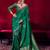 green woven design zari pure linen banarasi saree with blouse piece