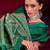 green woven design zari pure linen banarasi saree with blouse piece