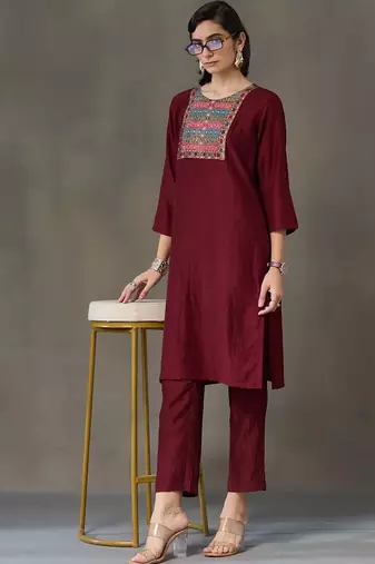 tailored women embroidered kurta with trousers