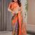 orange ethnic motifs printed cotton saree