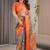 orange ethnic motifs printed cotton saree