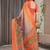 orange ethnic motifs printed cotton saree