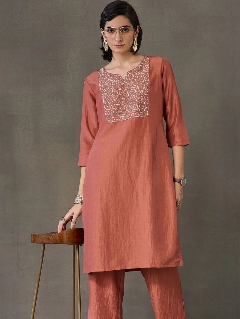 tailored women embroidered kurta with trousers