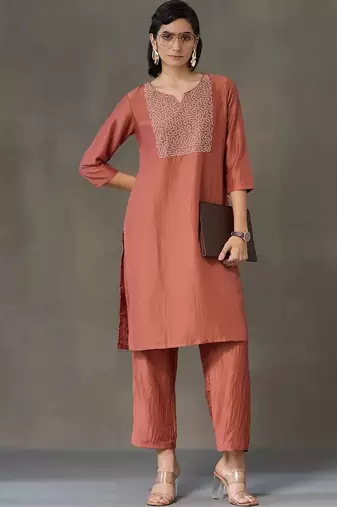 tailored women embroidered kurta with trousers
