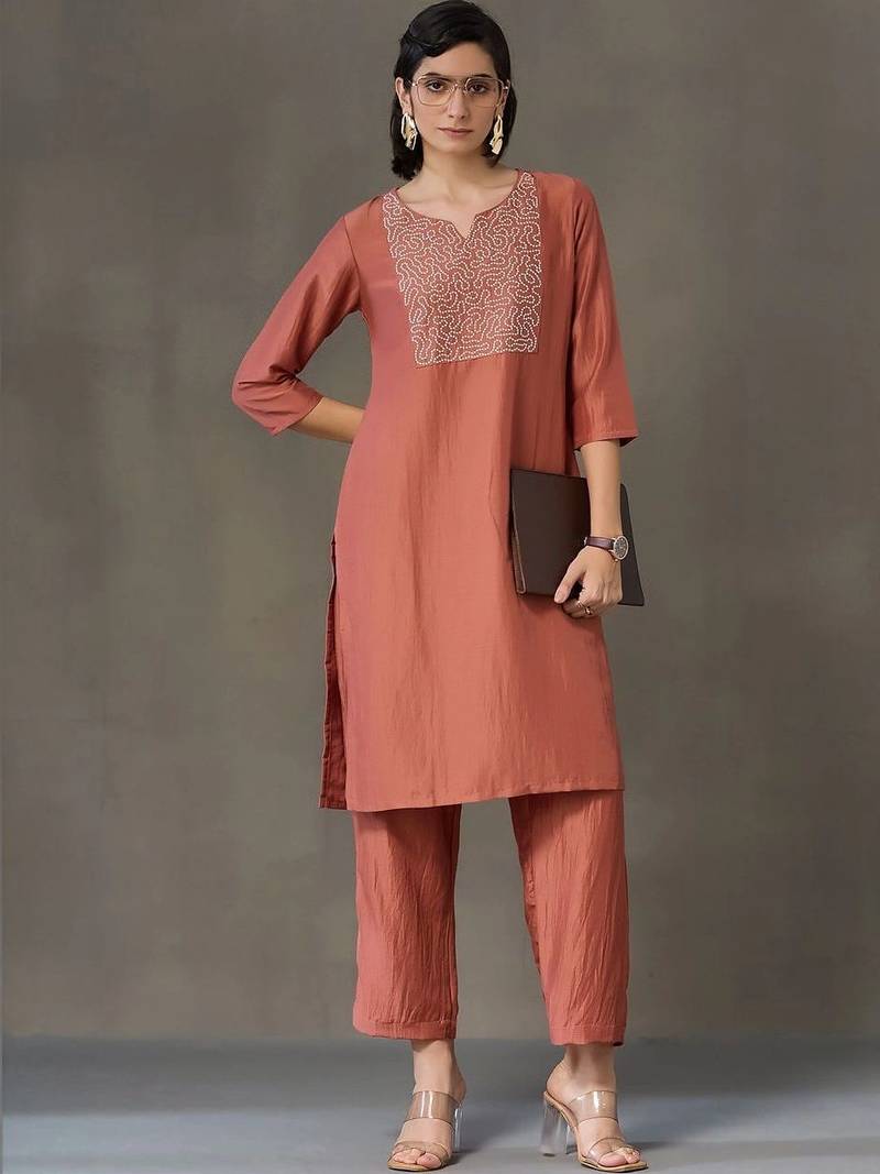 tailored women embroidered kurta with trousers