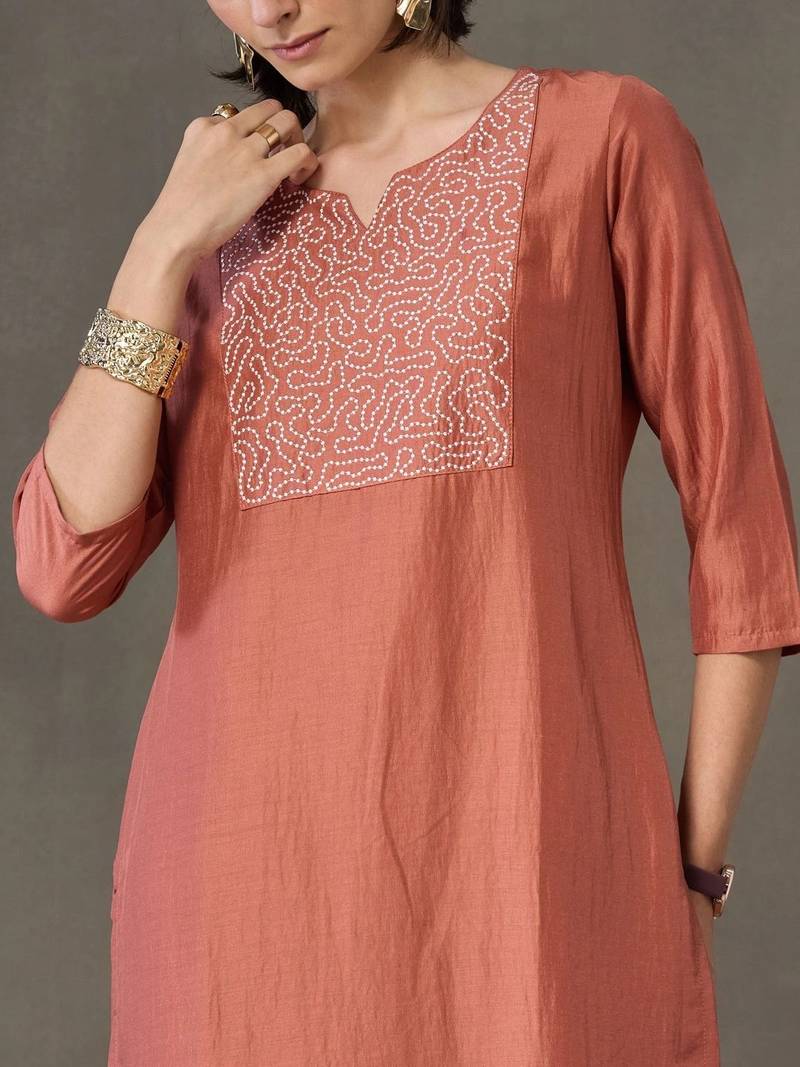 tailored women embroidered kurta with trousers