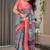 pink ethnic motifs printed pure cotton saree with blouse piece