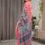 pink ethnic motifs printed pure cotton saree with blouse piece