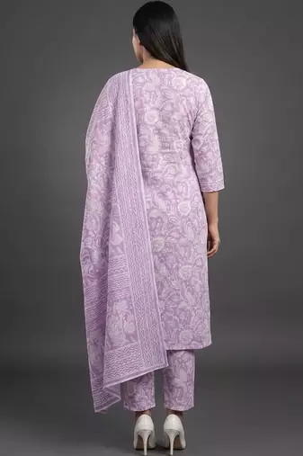 workwear women printed kurta with trousers with dupatta