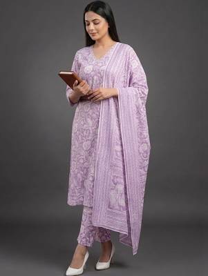 workwear women printed kurta with trousers with dupatta 3